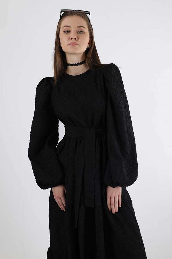 Ruffle Detailed Dress Black - 2