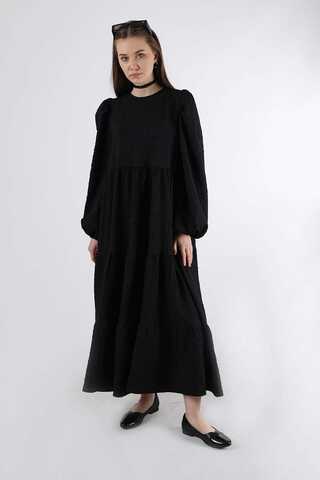 Ruffle Detailed Dress Black - 3