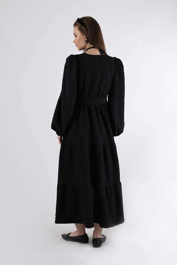 Ruffle Detailed Dress Black - 5