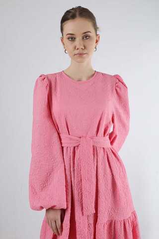 Ruffle Detailed Dress Brink Pink - 2