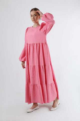 Ruffle Detailed Dress Brink Pink - 3