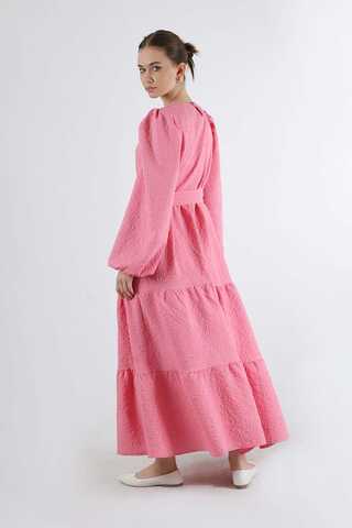 Ruffle Detailed Dress Brink Pink - 5