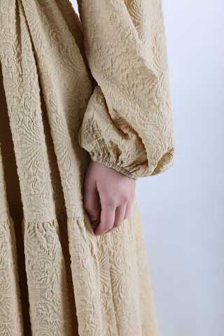 Ruffle Detailed Dress Dark Beige - 4