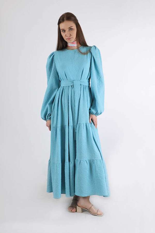 Ruffle Detailed Dress Light Blue - 1