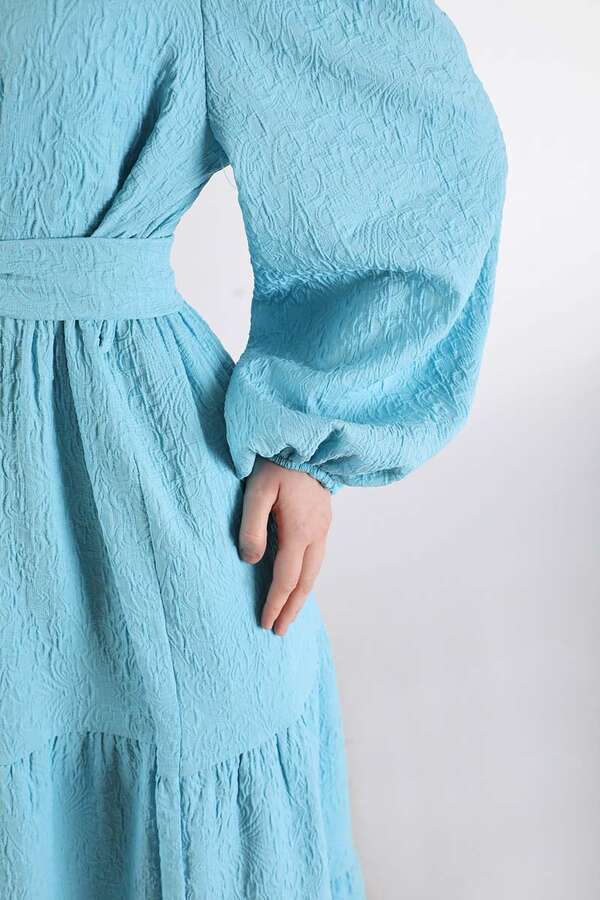 Ruffle Detailed Dress Light Blue - 4