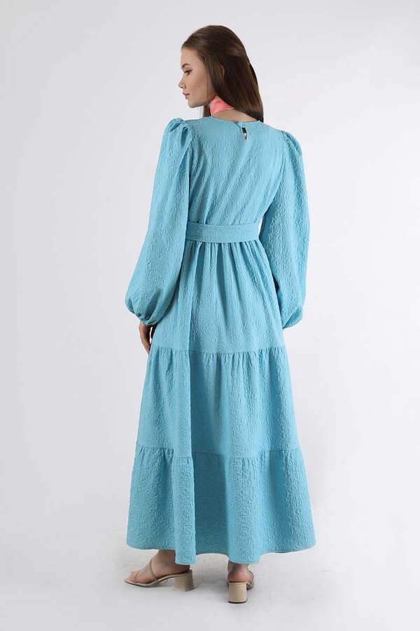 Ruffle Detailed Dress Light Blue - 5