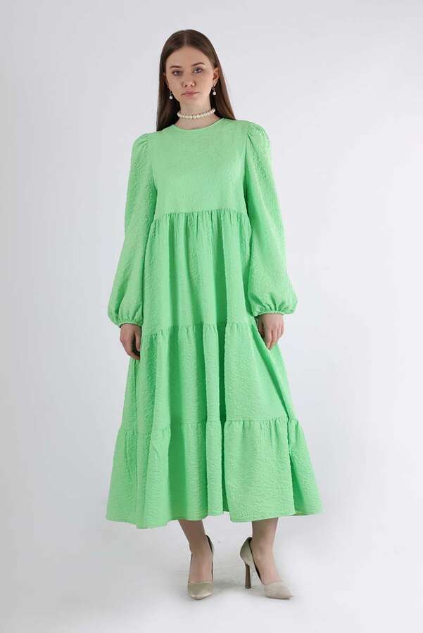 Ruffle Detailed Dress Spring Green - 1