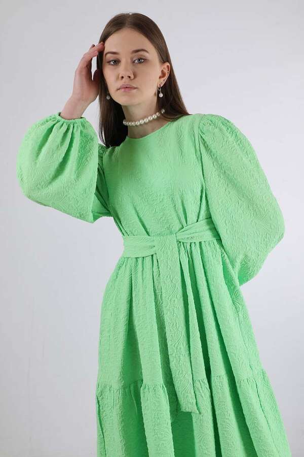 Ruffle Detailed Dress Spring Green - 2