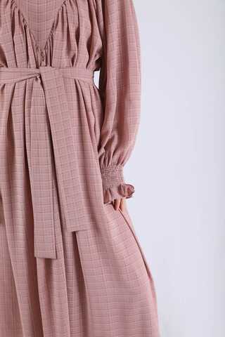 Ruffle Detailed Pleated Dress Dried Rose - 4
