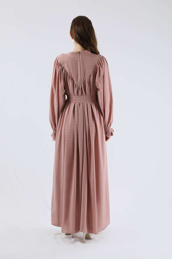 Ruffle Detailed Pleated Dress Dried Rose - 5