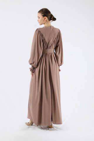 Ruffle Detailed Pleated Dress Mink - 5