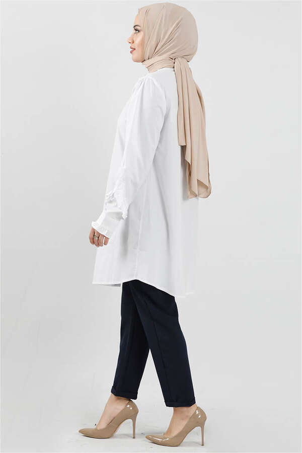 Ruffle Shirt White - 3