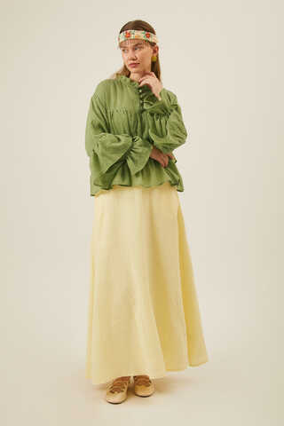 Ruffled Voile Blouse Soft Green - 10