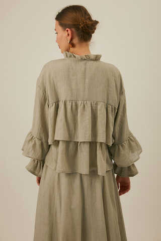 Ruffled Voile Blouse Stone - 12
