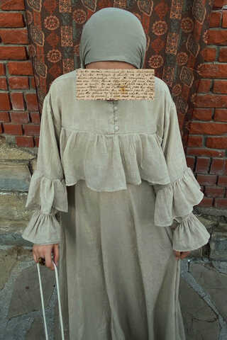 Ruffled Voile Blouse Stone - 3