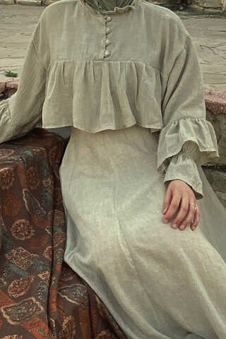 Ruffled Voile Blouse Stone - 1