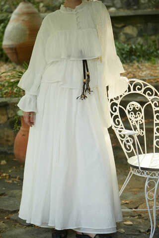 Ruffled Voile Blouse White - 8