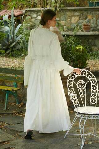 Ruffled Voile Blouse White - 6