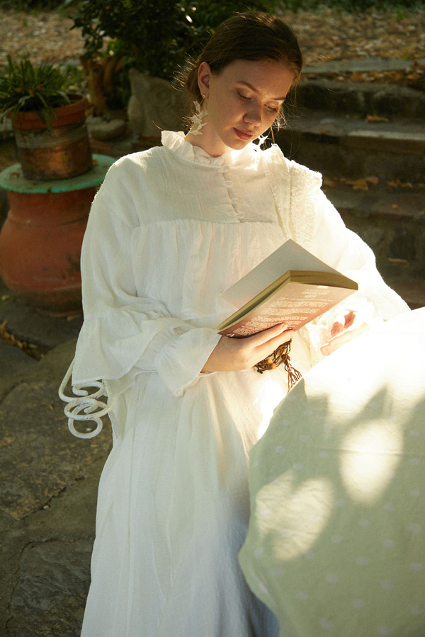 Ruffled Voile Blouse White - 9