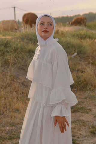 Ruffled Voile Blouse White - 3