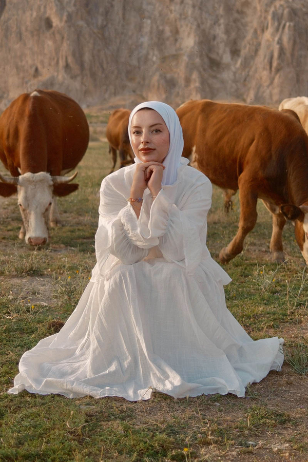 Ruffled Voile Blouse White - 1