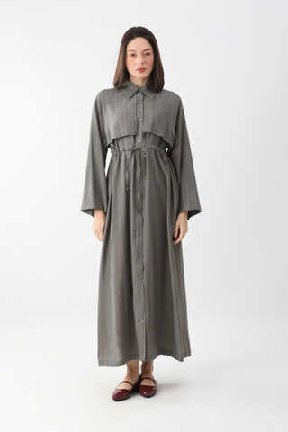 Rüzgarlıklı Gömlek Elbise Antrasit - 2