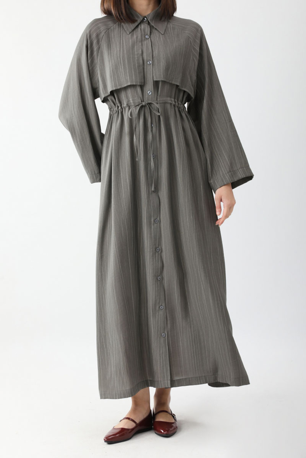 Rüzgarlıklı Gömlek Elbise Antrasit - 6