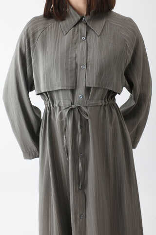 Rüzgarlıklı Gömlek Elbise Antrasit - 7