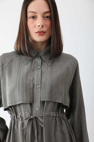 Rüzgarlıklı Gömlek Elbise Antrasit - 4