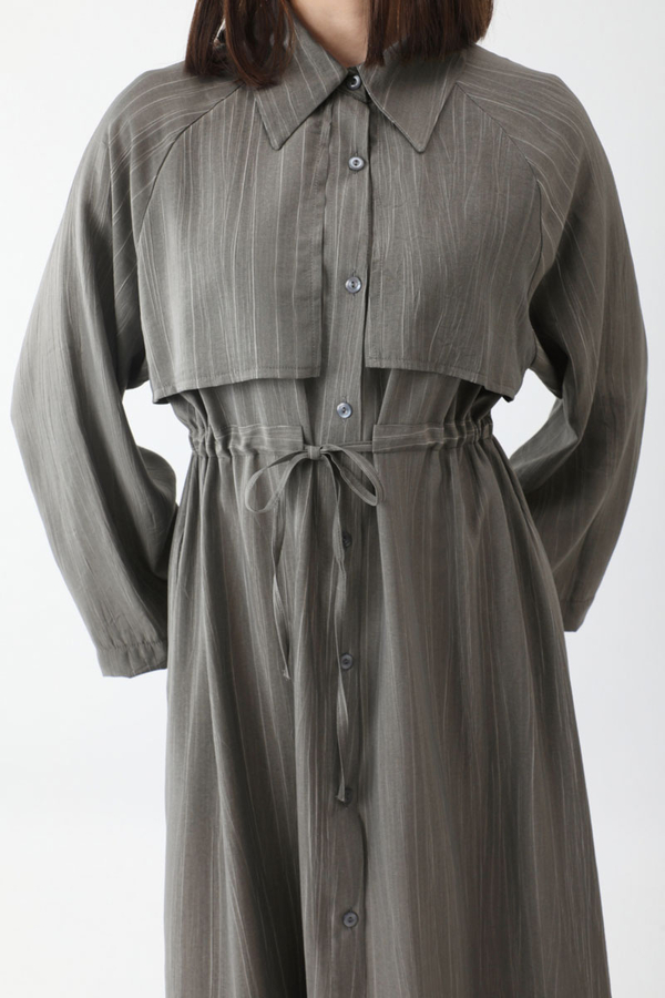 Rüzgarlıklı Gömlek Elbise Antrasit - 7