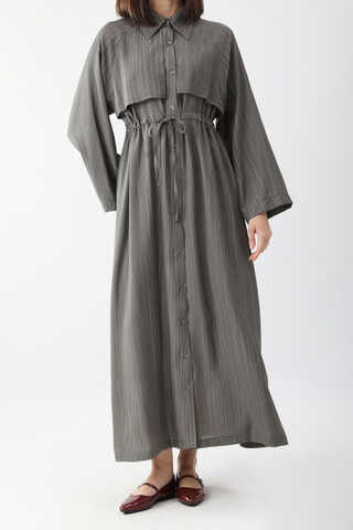 Rüzgarlıklı Gömlek Elbise Antrasit - 6