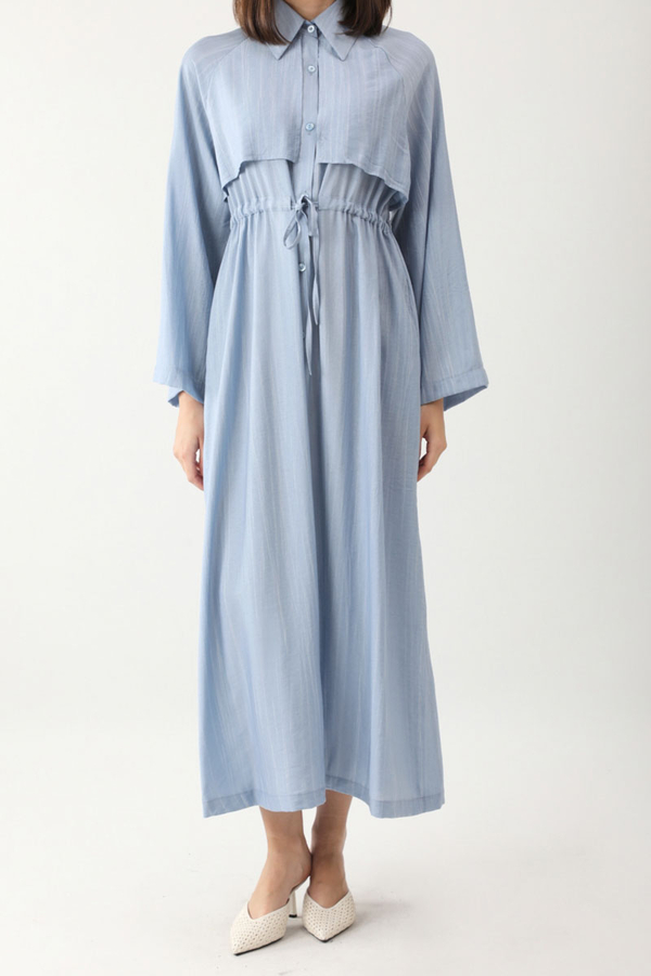 Rüzgarlıklı Gömlek Elbise Bebe Mavisi 