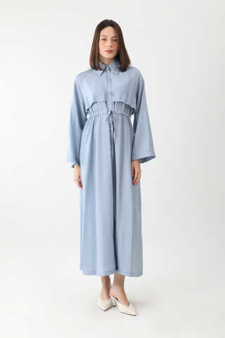 Rüzgarlıklı Gömlek Elbise Bebe Mavisi - 2