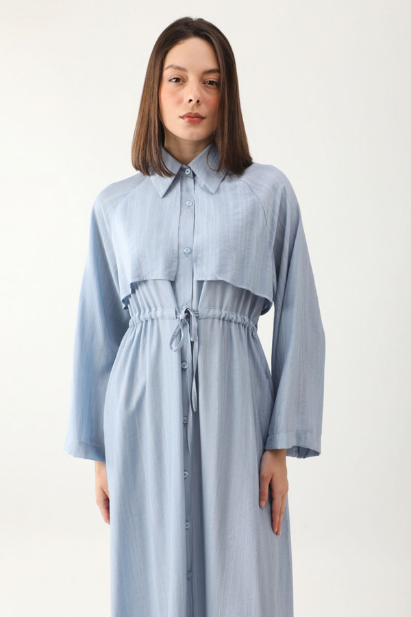 Rüzgarlıklı Gömlek Elbise Bebe Mavisi - 6