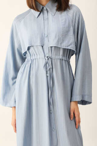 Rüzgarlıklı Gömlek Elbise Bebe Mavisi - 8