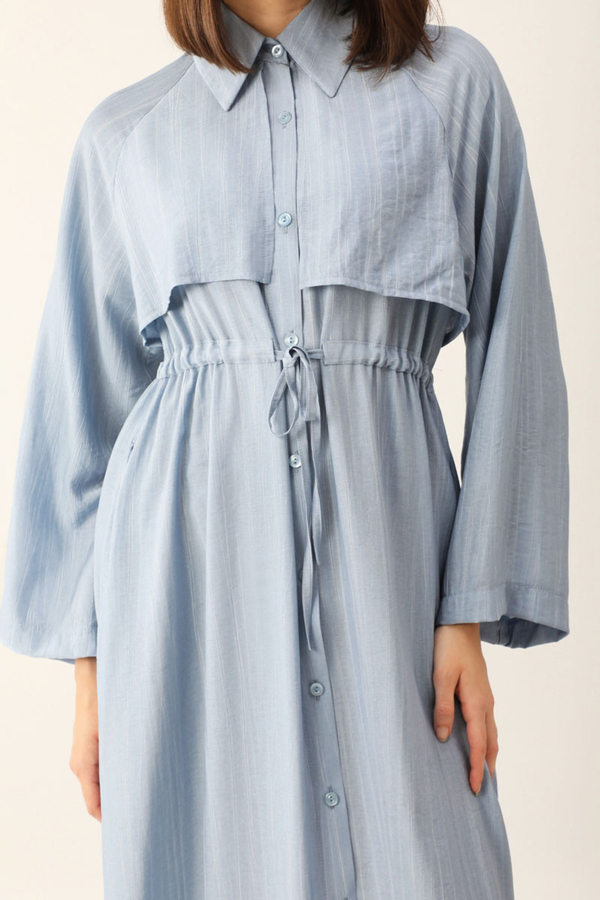 Rüzgarlıklı Gömlek Elbise Bebe Mavisi - 8