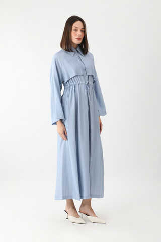 Rüzgarlıklı Gömlek Elbise Bebe Mavisi - 4