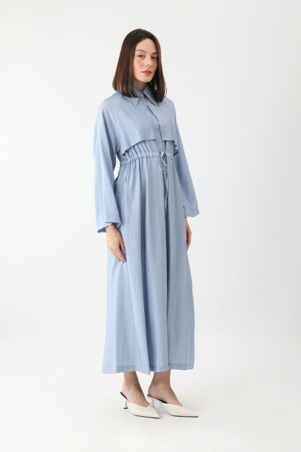 Rüzgarlıklı Gömlek Elbise Bebe Mavisi - 4