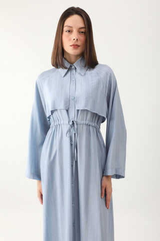 Rüzgarlıklı Gömlek Elbise Bebe Mavisi - 6