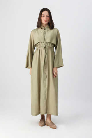 Rüzgarlıklı Gömlek Elbise Haki - 2