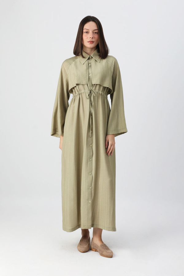 Rüzgarlıklı Gömlek Elbise Haki - 2