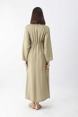 Rüzgarlıklı Gömlek Elbise Haki - 5