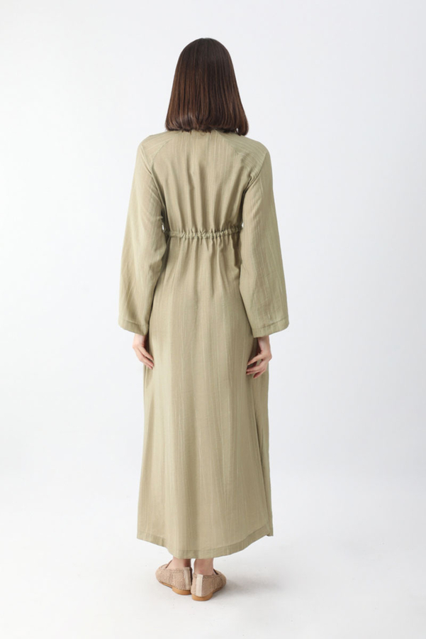 Rüzgarlıklı Gömlek Elbise Haki - 5