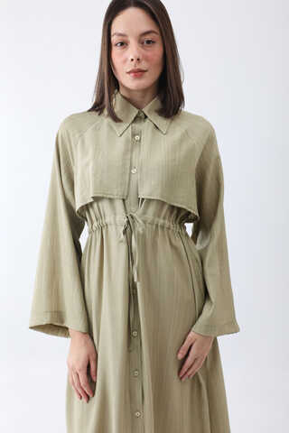 Rüzgarlıklı Gömlek Elbise Haki - 1
