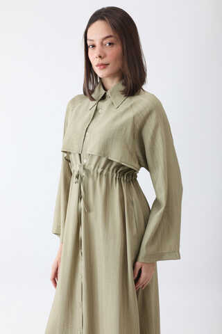 Rüzgarlıklı Gömlek Elbise Haki - 6