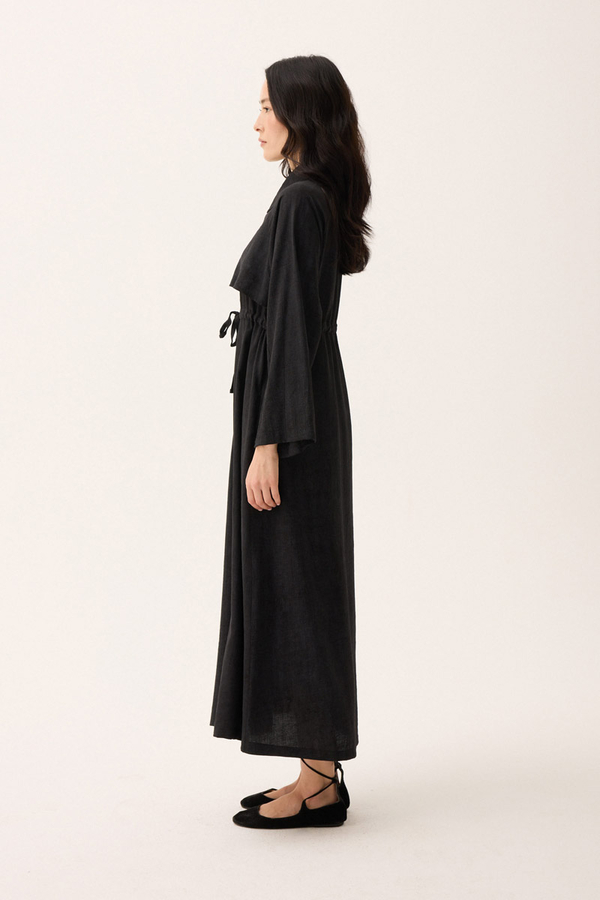 Rüzgarlıklı Gömlek Elbise Siyah - 13