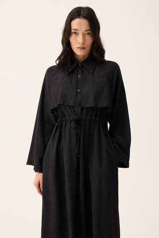 Rüzgarlıklı Gömlek Elbise Siyah - 3