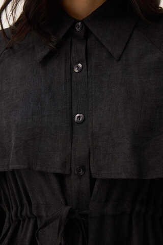 Rüzgarlıklı Gömlek Elbise Siyah - 2