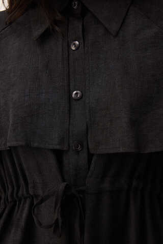 Rüzgarlıklı Gömlek Elbise Siyah - 15