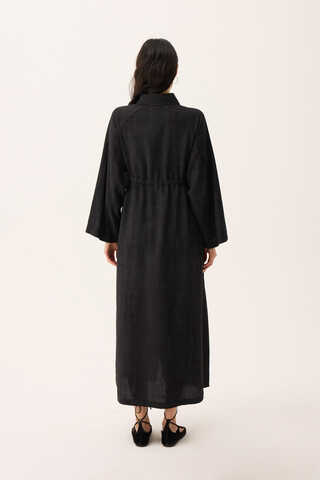 Rüzgarlıklı Gömlek Elbise Siyah - 16